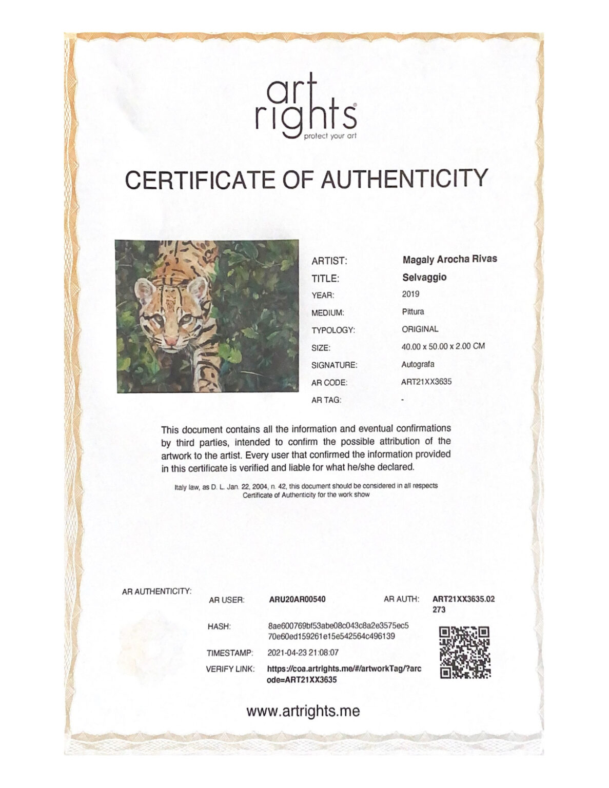 Certificato di autenticità